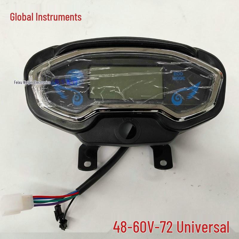 Universal LCD Electric Tricycle Dashboard: 60V/48V/72V Battery Level, Speed, and Mileage Display