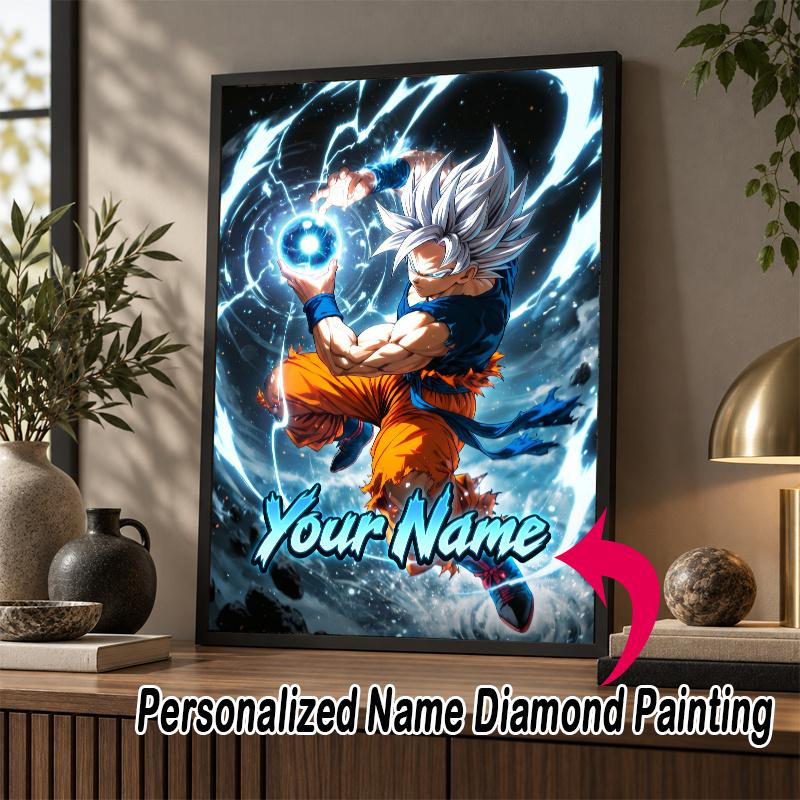 Personalized Dragon Ball Goku Diamond Art Custom Name 5D Diamond Painting Full Drill DIY Craft