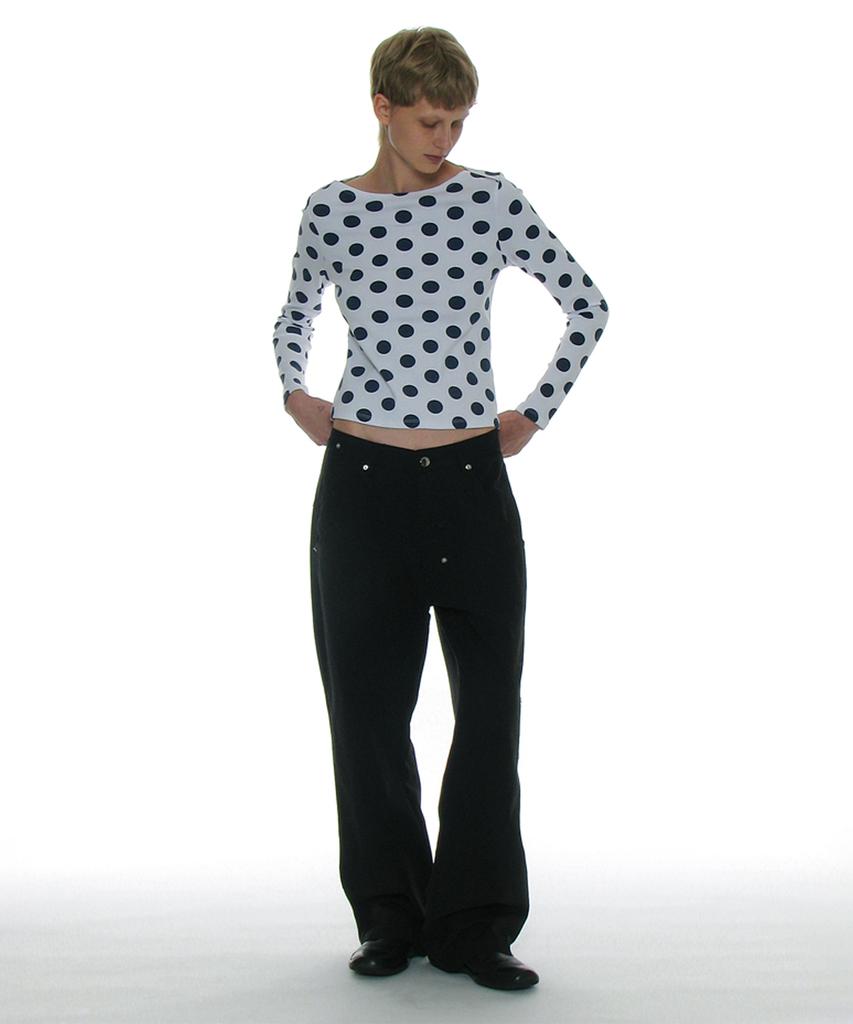 PARTIMENTO WOMEN Pocket Pointed Wide Leg Pants_Black