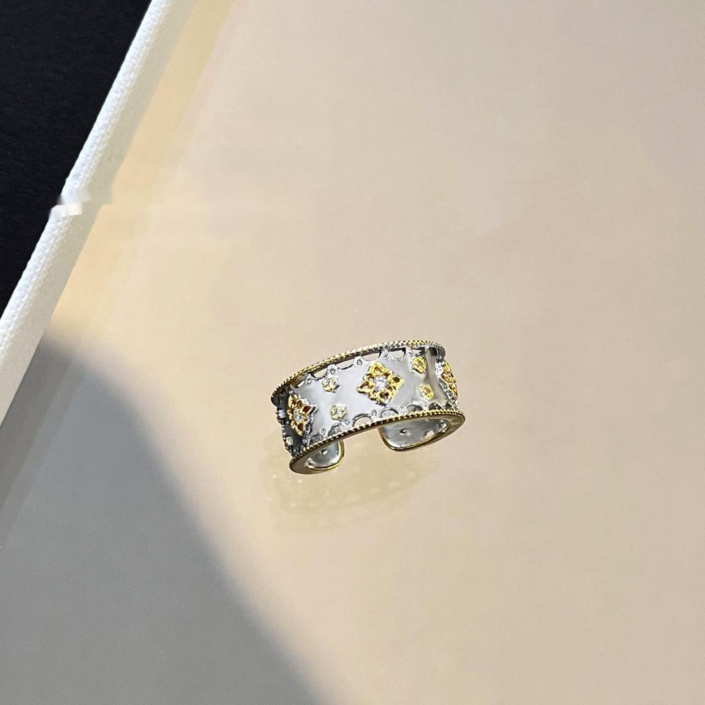 BELLA BOX Italský prsten ve stylu Bratti ve dvoubarevném zlatě Náhrdelník Vhodný pro dámské svatební večírky Módní šperky