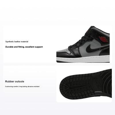 Baskets Air 1 Mid GS Shadow Enfant Gris Noir Gris Particule 554725-096