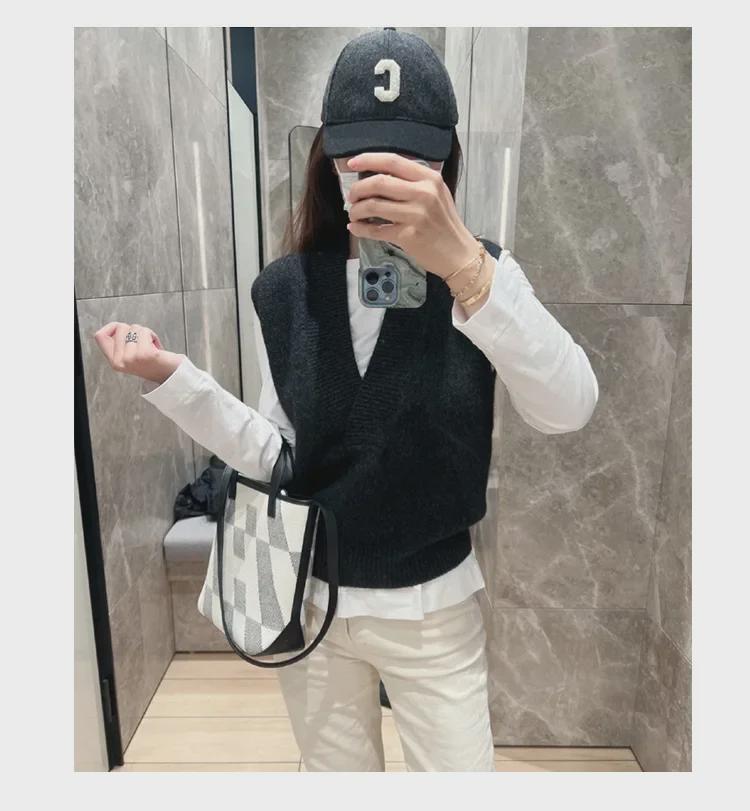 Genuine Leather Canvas Tote Bag - Large Capacity Handheld & Shoulder Bag for Women