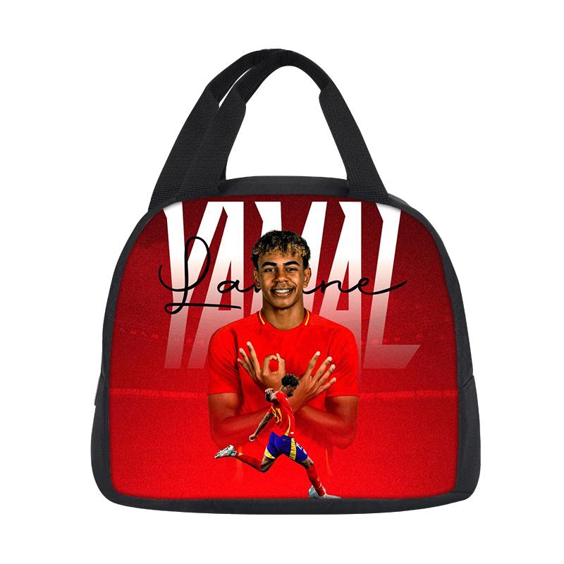 Student Bento Food Container Bags Reusable Thermal Cooler Lunch Box Football Star Handbag Insulated L-Lamin Yamal Lunch Bag