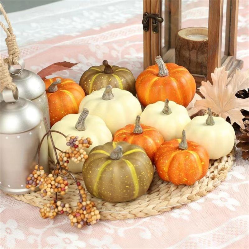 Indoor Harvest Styling Set with Faux Gourds, Natural Trim and Leaf Mix for Shelf and Entryway Indoor Presentation