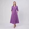 Amazon 2026 European and American cross-border women's clothing summer solid color lapel slim long-sleeved dress new women's clothing belt