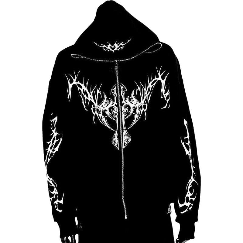 Europäischer und amerikanischer Herbst/Winter Y2K Gothic Street bedruckter Hoodie