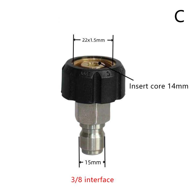 High Pressure Stainless Steel Washer Adapter Set Quick Connect Kit M22 14mm/15mm To 3/8 Inch Metric Fittings
