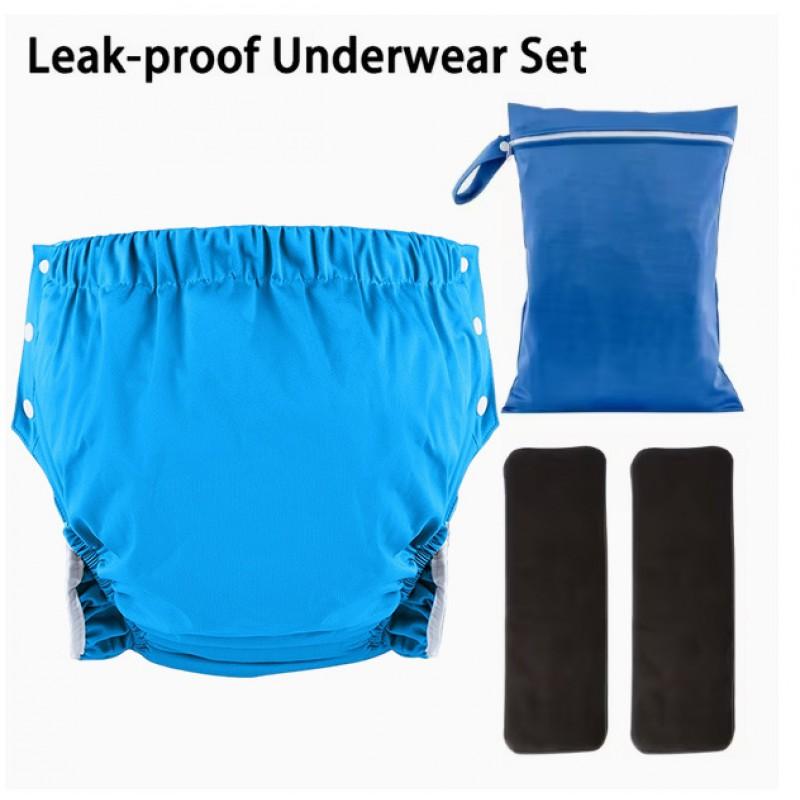 Reusable Cotton Incontinence Pants Adults With Side Snap Leak-Proof Washable Underwear Elderly