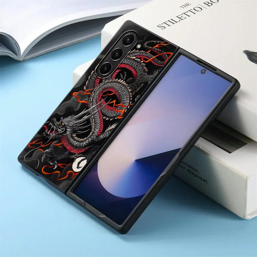 Dragon Pattern Case for Samsung Galaxy ZFold3 Z Fold 7 6 5 4 3 ZFold7 ZFold4 ZFold6 ZFold5 Back Phone Cover