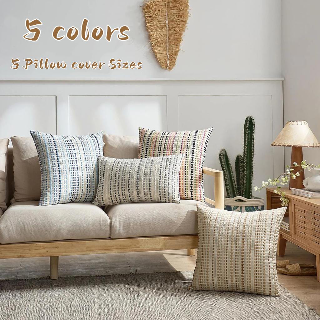 Federa Cuscino a Pois Intrecciata Copricuscino Decorativo per Divano Soggiorno Morbido Tessile per la Casa Elegante Accessorio per Divano