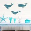 3Pcs Farmhouses Ocean Theme Wooden Blue Whale Wall Hanging Handmade Craft For Beach Houses Lake Cabin Nursery Decoration