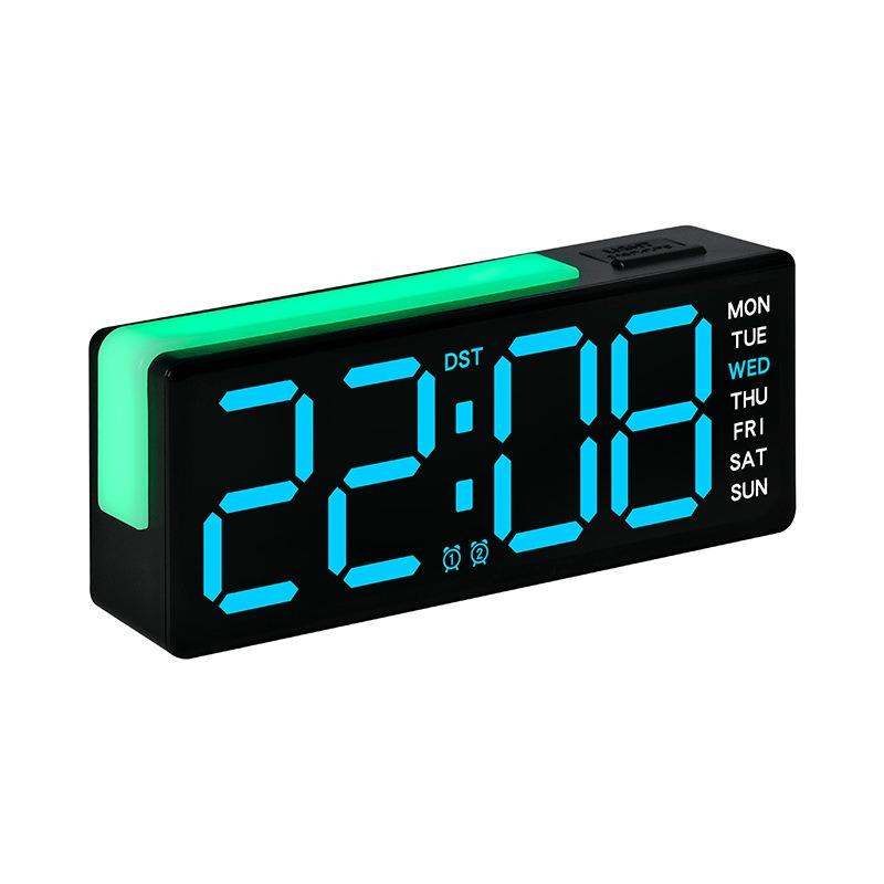 Huayang 5525 Large Digit LED Clock Ambient Light Snooze Dual Alarm Temperature Date Week Adjustable Brightness