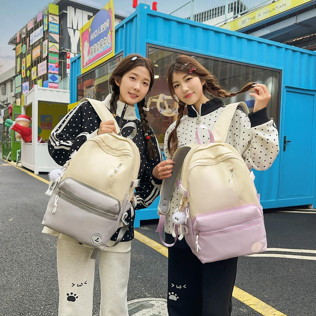 Schoolbag1011 New Korean Version Backpack Large Capacity Junior High School High School Student Schoolbag Women's Niche Fashion Versatile Travel 