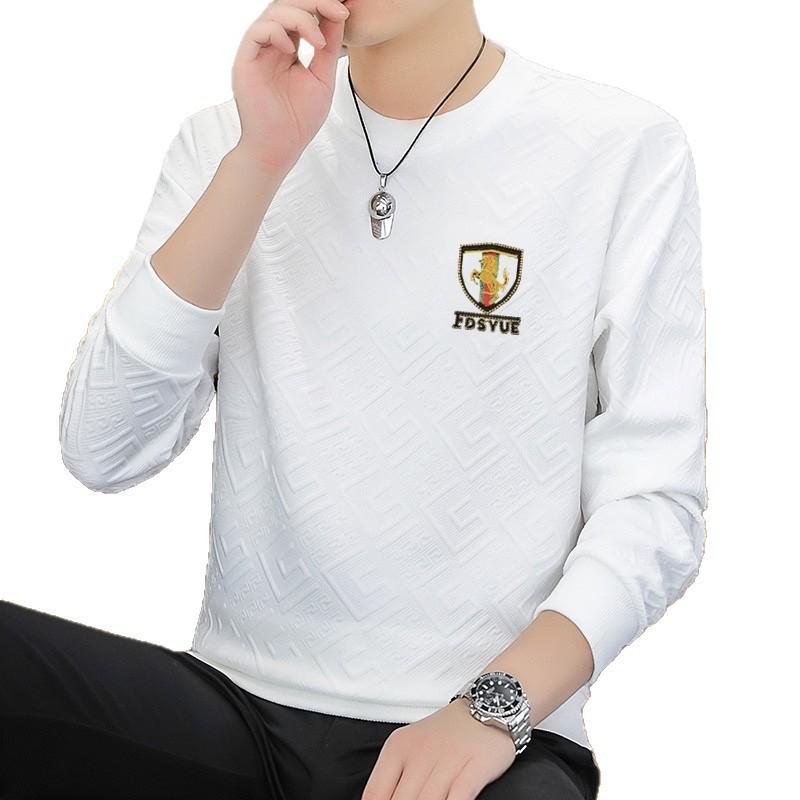 Men's Classic Jacquard Long Sleeve Hoodie – Trendy, Loose, Comfortable, Round Neck