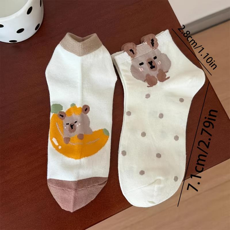 

5 pars Women s Cartoon Capybara Ankle Socks, Cute Capybara Pattern Low-Cut Socks, Fashion Thin Spring Summer Socks One Size