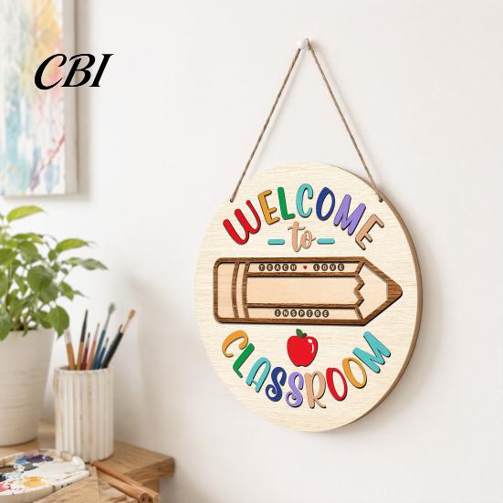 Classroom Round Hanger Wooden Welcome Sign for Door, to Our Hanger, Front Door Hanging Sign, Back School Preschool Decoration