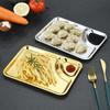 Stainless Steel Barbecue Plate Rectangular Snack Plate Grill Pan Fried Chicken Plate With Dipping Tray Dumpling Plate