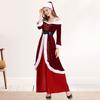 Dame Julekjole Nisse Cosplay Off Shoulder Fargematching Retro Yoyal Stil