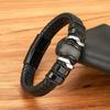 Fashion Braided Rope Wrap Black Leather Bracelets for Men Classic Style Stainless Steel Bangle Couple Charm Jewelry Gifts