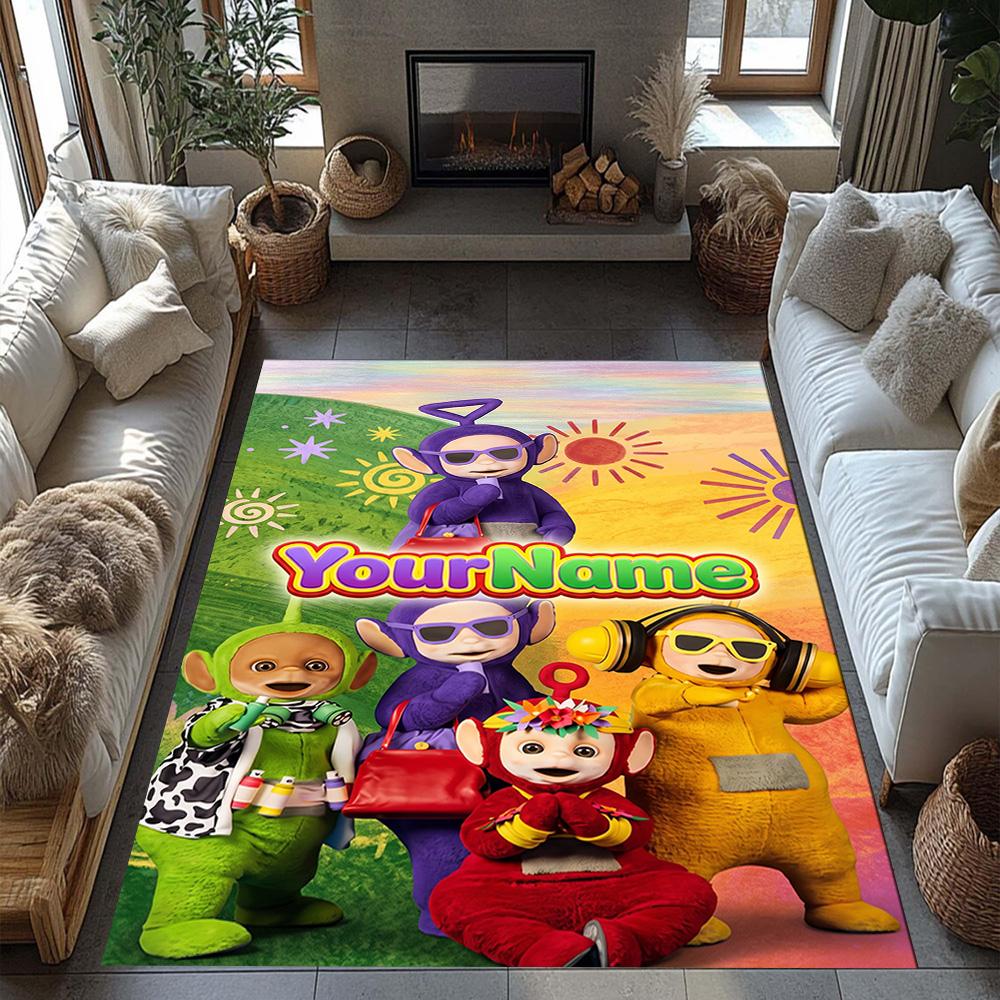 Teletubbies Customized Name Carpet Suitable for Entryway Decorate room Outdoor Game Room Antislip Carpet Decorate Offices Gift for Festivals