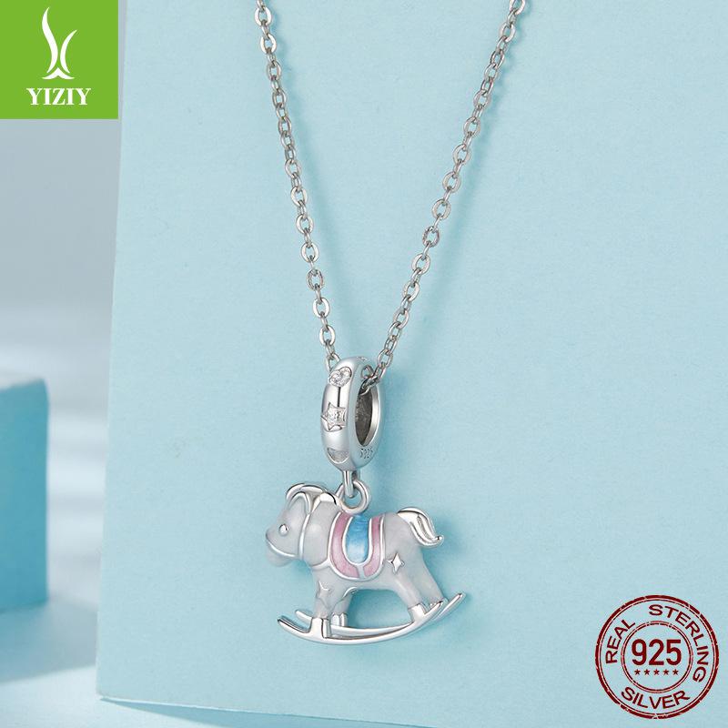 Exquisite Trojan Horse Pendant S925 Silver Beads, Childlike Creative Diy Bracelet Playground Beads Accessories