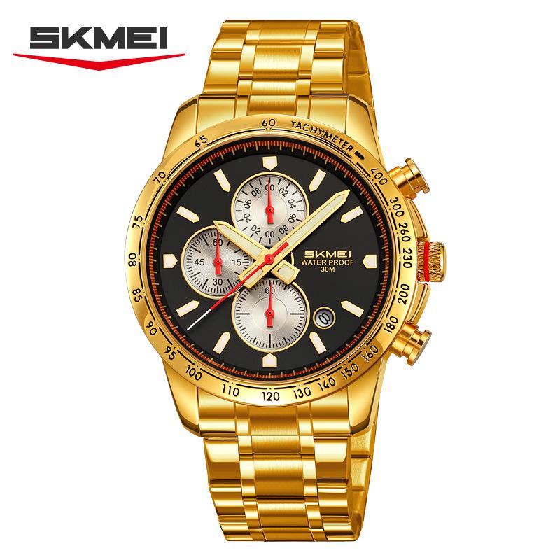Luxury Men's Watches Stainless Steel Luminous Waterproof Men Wristwatch Chronograph Date Quartz Stylish Man Watch Reloj