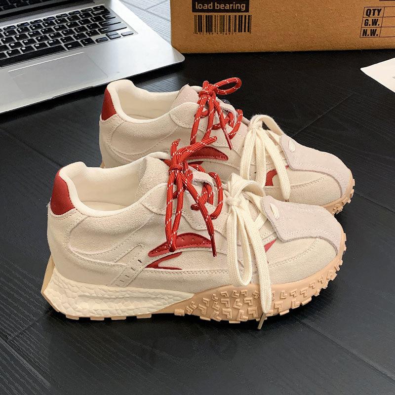 Spring New Style Women's Sporty Casual Thick Bottom Double Strap Dequan Shoes Versatile Leisure Fashionable Cross Strap Footwear