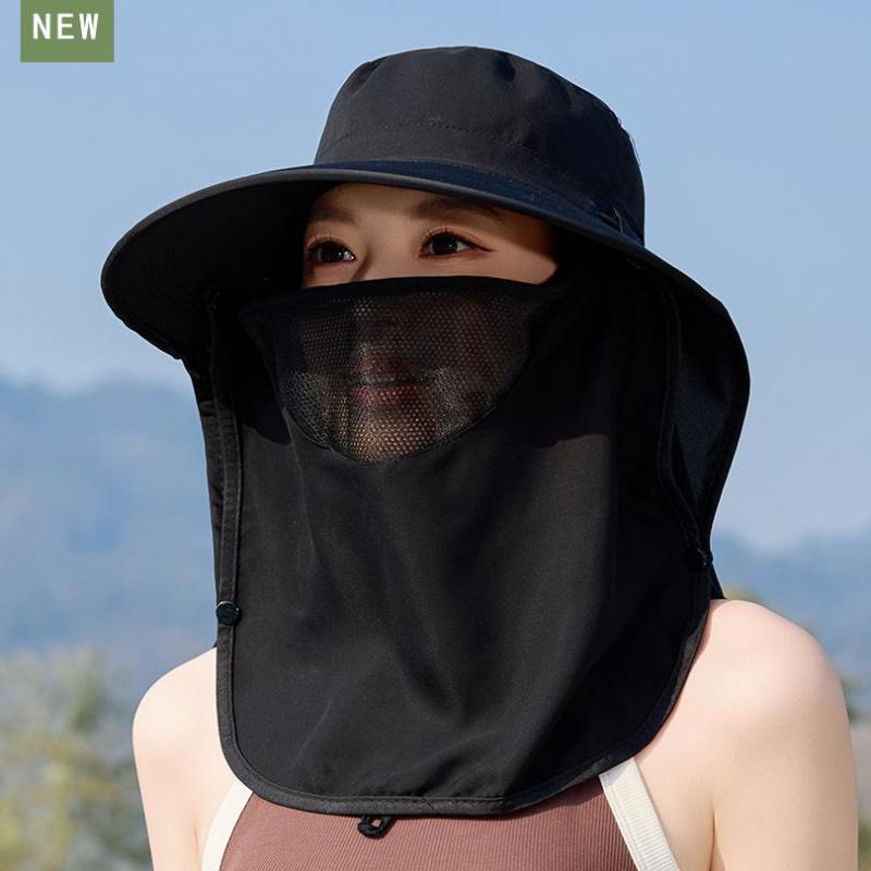 Summer Hats For Women Sun Hat Uv Protection With Mask Shawl Outdoor Sunscreen Bucket Hat Thin Sunhat Casual Sunshade New