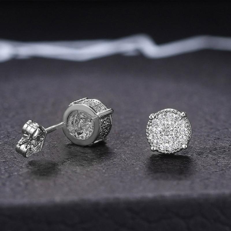 Fashion Round Shape Studs Earrings Statement Earring Copper Texture Ear Studs Ear sAccessory Present for Woman and Girls