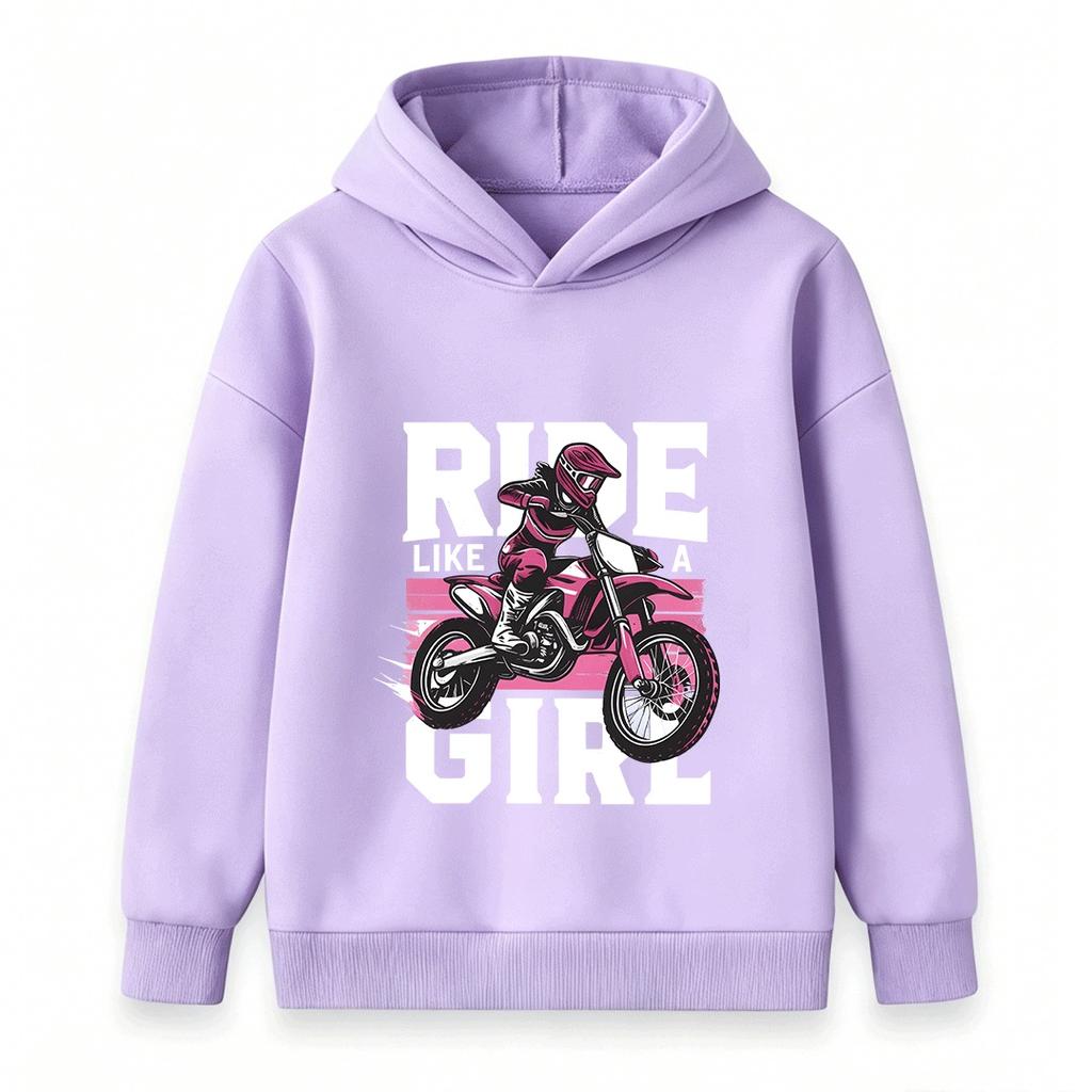 Kids Boys Girls 100% Cotton Crew Neck Short Sleeve T-Shirt, Cool Motocross Rider Ride Like A Girl Graphic Casual Tees For Youth Daily Outdoor Playwear