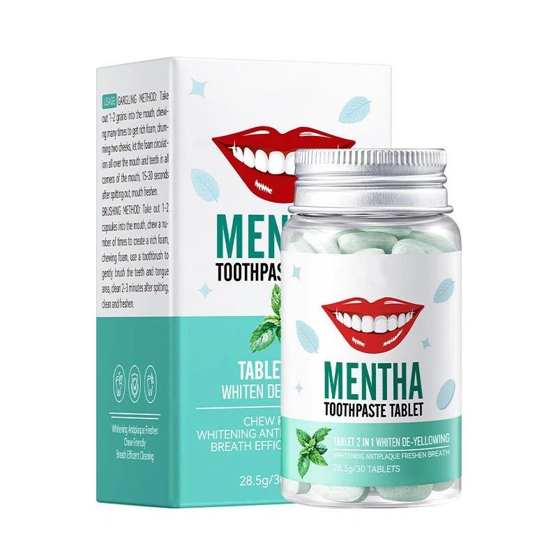 

Пробиотическая отбеливающая зубная паста в таблетках, натуральная чистка зубов, удаление пятен, уход за полостью рта, 28,5 г/30 таблеток 1PCS