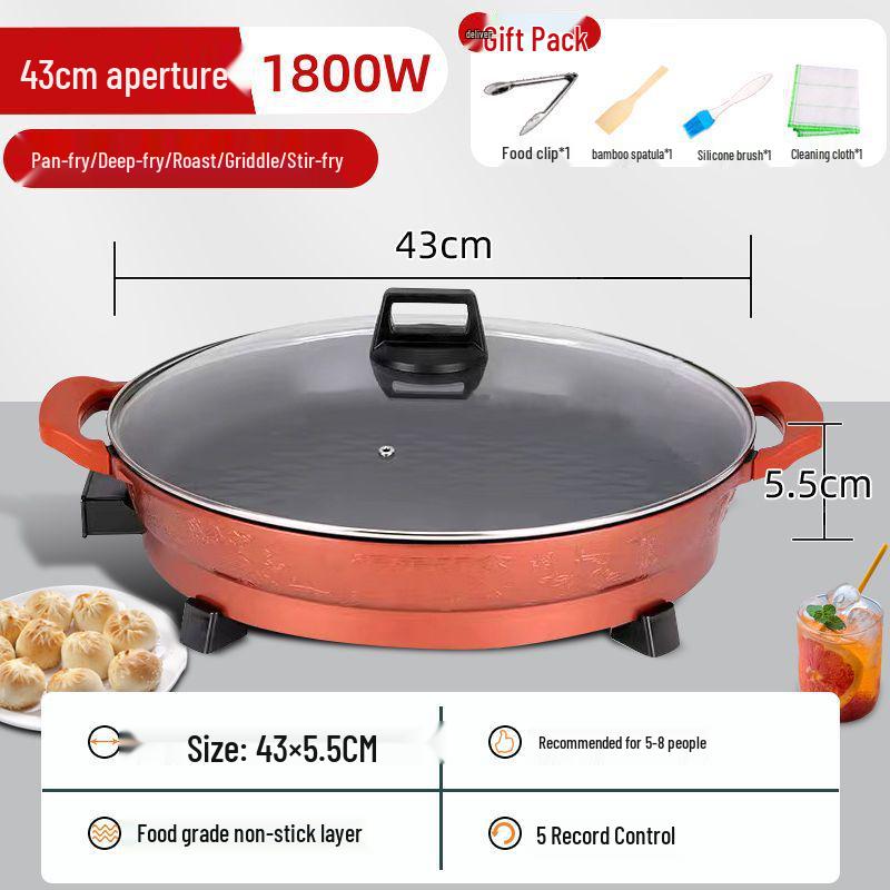 Extragroße antihaftbeschichtete elektrische Grillplatte: Multifunktionale Pfanne zum Frittieren & Backen für Pfannkuchen & Roti