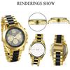 JewelryWe Men's Fashion Watch with Analog Display, Quartz Movement, Roman Numerals, Silicone Band, and Water Resistant (Black or Gold)