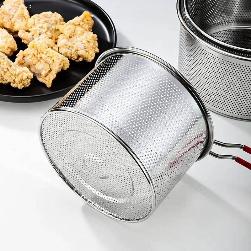 304 Stainless Steel Fried Mesh Kitchen Fry Basket Cooking Basket Fry Pan Oil Pan Strainer Noodle Spoon Colander French Fries6