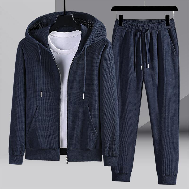 Erkekler Serin Yakışıklı Giyim Moda İki Takım Genç İlkbahar ve Sonbahar Eğlence Hoodie Saf Pamuk Artı Boyutu Spor Takım Elbise