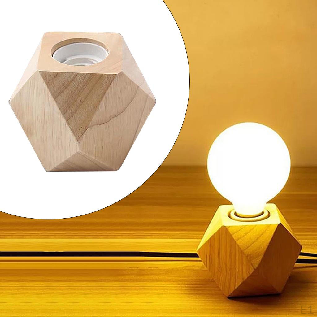 Industrial Wood Desk Lamp E27 Bulb Base Living Room Night Lights