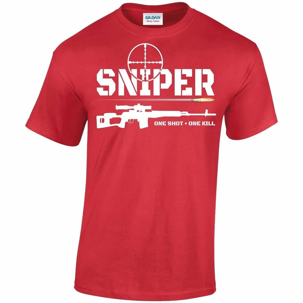 Unique Design Sniper One Shot One Kill T-Shirt. Summer Cotton Short Sleeve O-Neck T Shirt  Family Matching Outfits