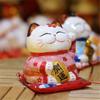 2 Pieces Couple Maneki Neko Ornament Ceramic Lucky Cat Home Decoration Gift Feng Shui Piggy Bank Statue (1 Boy + 1 Girl) 14cm