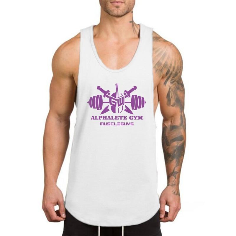 Muscleguys Solid Color Cotton Sports Breathable Vest Men's Training Sleeveless Running Slim Elastic Fitness Clothes