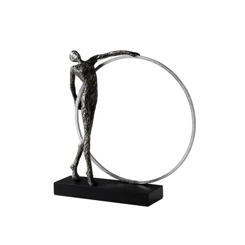 Gymnastik Tanz Figuren Skulptur Schreibtisch Dekoration Handwerk Eisen Kreis Gymnastik Abstrakte Figuren Statue Raum Ästhetische Dekoration