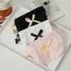 Cute Bow Girls Storage Bag Solid Color Soft Coin Purse Lipstick Headphone Bag Large Capacity Lace Clutch Bag
