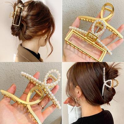 Grampo de cabelo de metal simples coreano de alta qualidade grampo de cabelo elegante grampo de garra grampos de cabeça acessórios de cabelo para meninas e mulheres