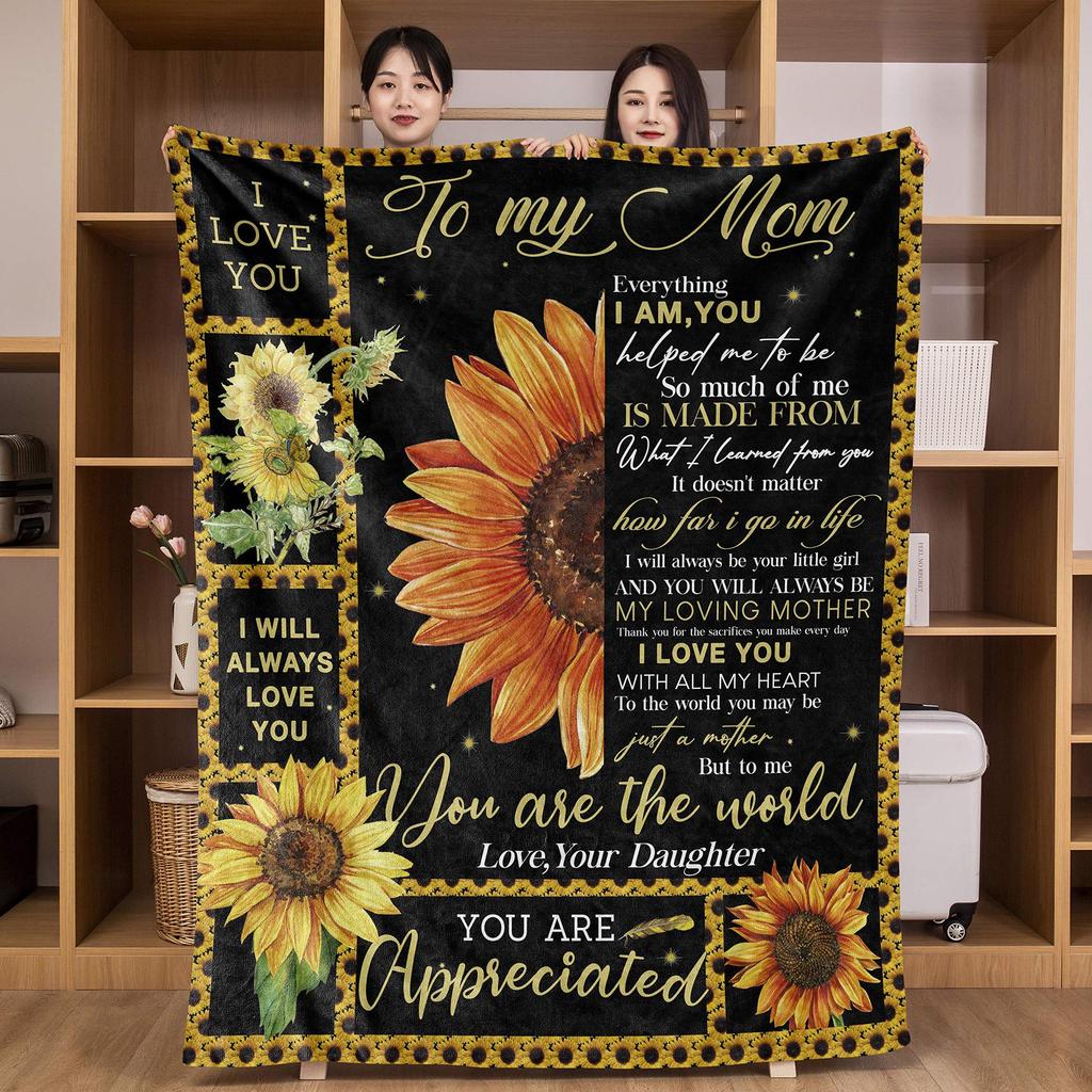 Birthday Gift From Daughter and Son To Mom Portable Soft Flannel Blanket for Sofa Bedroom Living Room