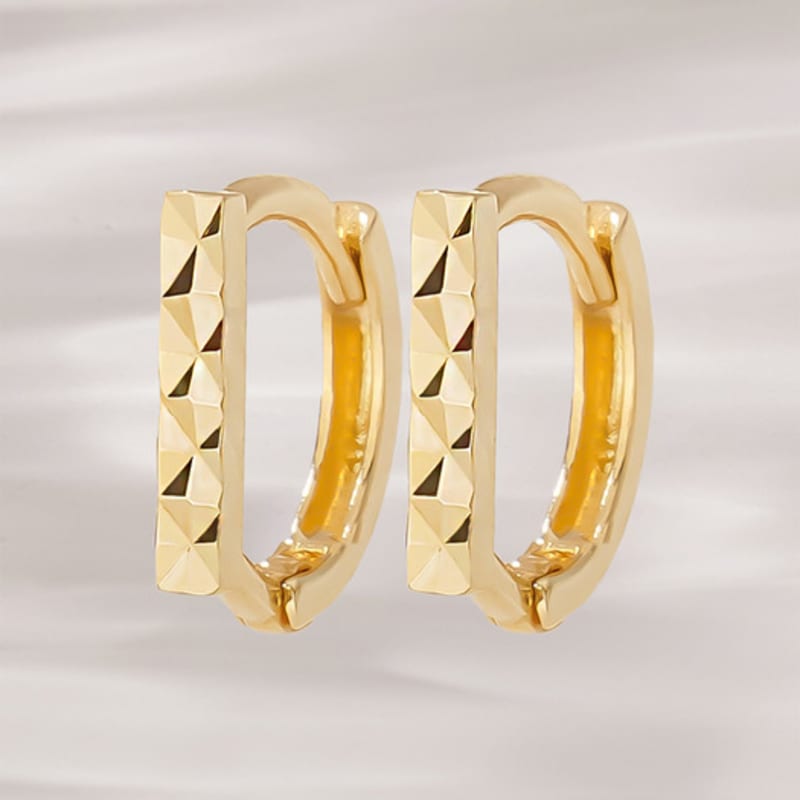 JEWNEL 14K Mini Cutting Bar One-Touch Small Ring Earrings for Earlobe