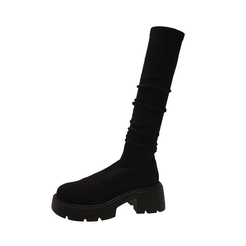 Fashion Women High Boots Platform Designer Winter Shoes Flats Over The Knee Fashion Sock Boots 2025 New Cozy Dress Chelsea Botas Mujer