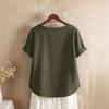 Women's Fashion  Color Loose Casual Round Neck Cotton Linen Top