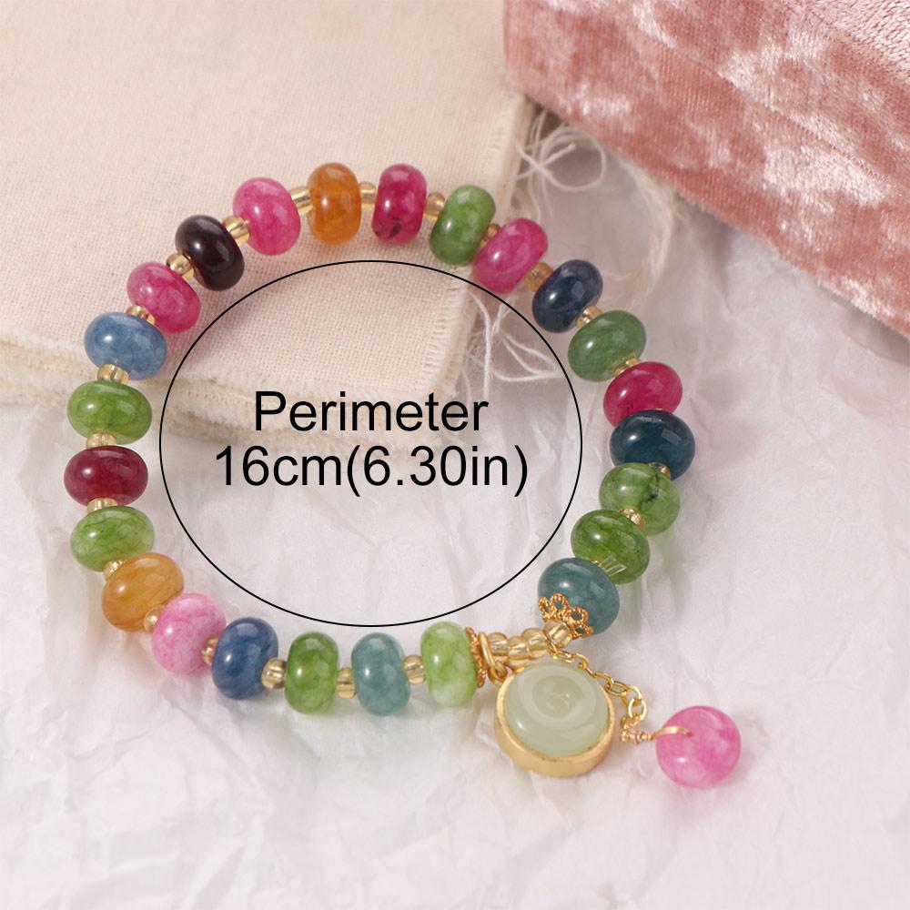Colorful Bead String Bracelet Rabbit Pendant Beaded Hand Bangle Retro Stone Beads Bracelet  Girls