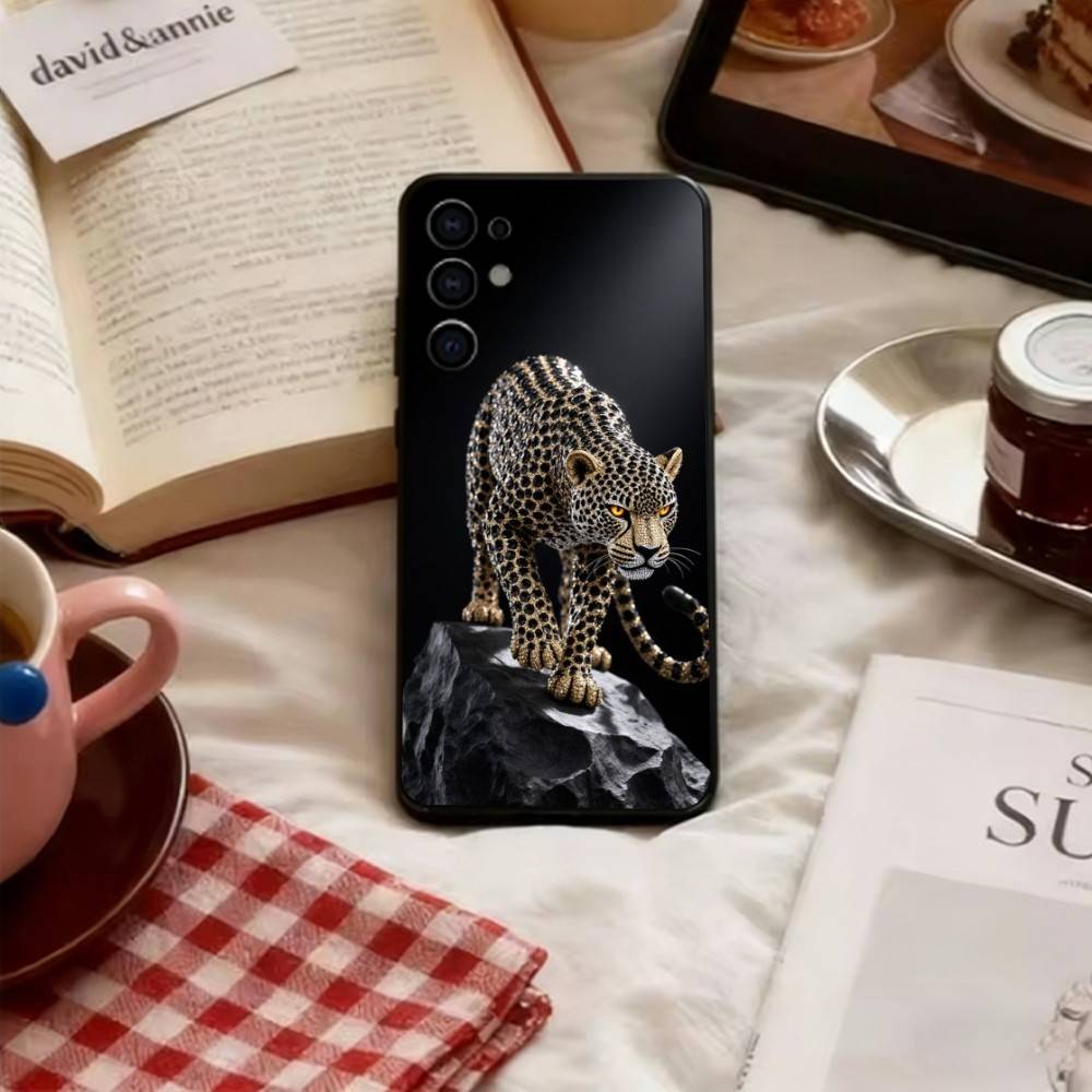 

Fortune Leopard Phone Case For Samsung S25,S24,S21,S22,S23,S30,Ultra,S20,Plus,Fe,Lite,Note,10,Black Cover Samsung S21 s305G
