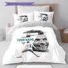Set cu cuvertură personalizată Cr7 cu nume și model, husă cuvertură, față de pernă, cadou de casă, cadou de ziua de naștere(1 * husă de pilotă + 2 * fețe de pernă, fără miez)