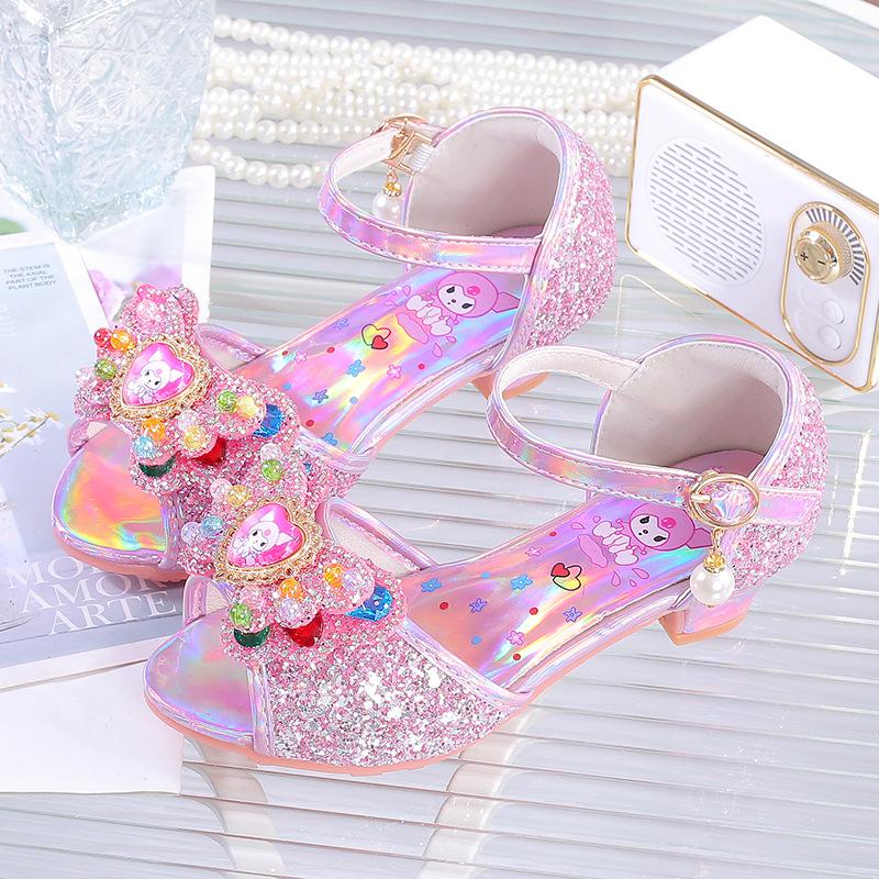 2026 New Summer Children's Crystal Shoes Baby High Heels Soft Sole Little Girl Summer